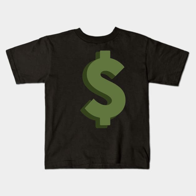 Dollar Sign Kids T-Shirt by fromherotozero